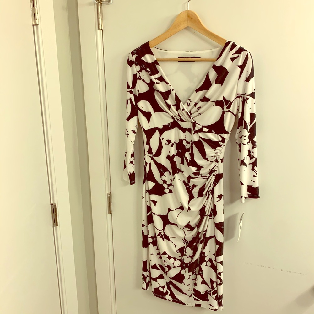 Ralph Lauren Knee Length Floral Dress Black/White New with Tags Size 2